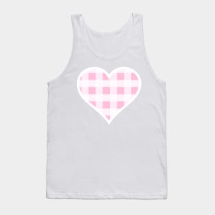 Soft Baby Pink and White Buffalo Plaid Heart Tank Top